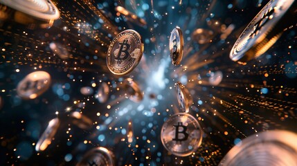 Dynamic Cryptocurrency Flow with Bitcoin and Digital Data Elements in a Futuristic Environment -Generative AI