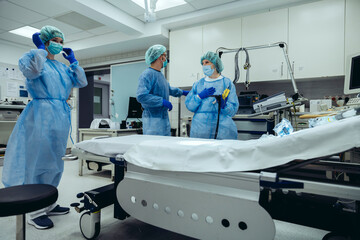 Doctors in trauma room of a hospital