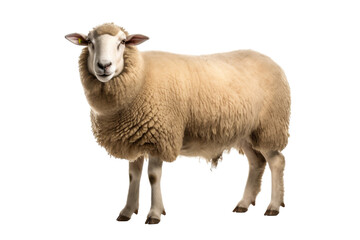 Fototapeta premium Majestic Sheep Captivating the Lens on a White or Clear Surface PNG Transparent Background..