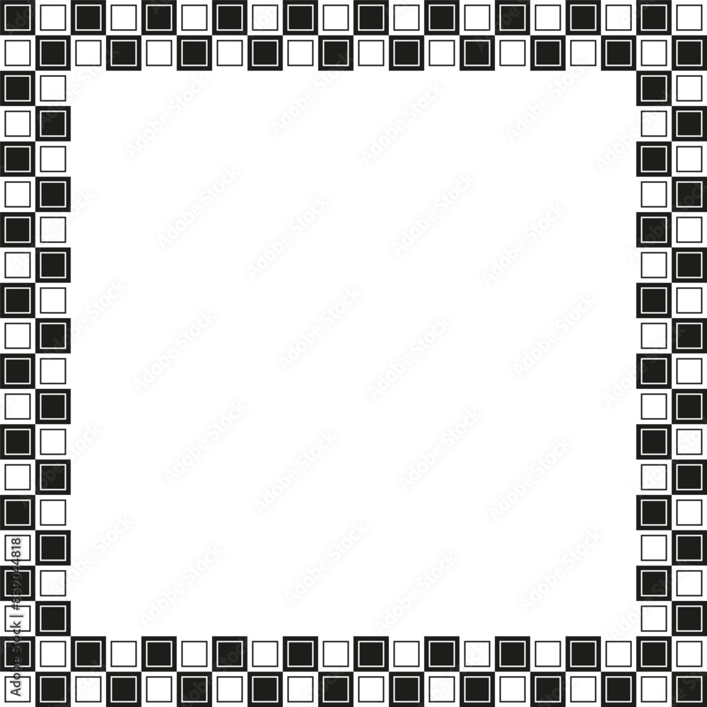 Aufkleber square pattern frame. geometric border design. vector graphic element. black and white.