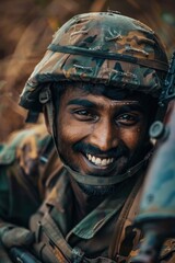 Fototapeta premium Military south asian man clothing soldier apparel.
