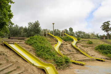 Playful slides at quinta das conchas park, lisbon