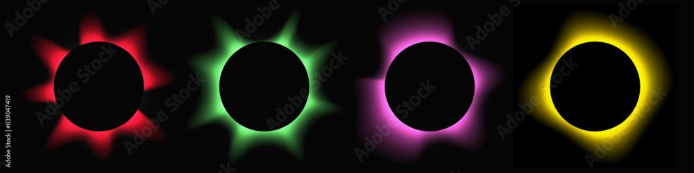 Poster set of circle illuminate light frames