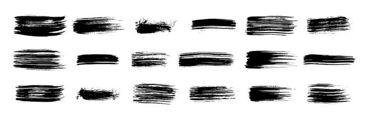 Set of black hand drawn brush strokes