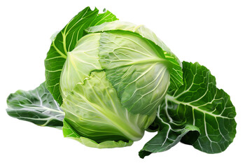 Obraz premium Fresh green cabbage isolated on transparent background