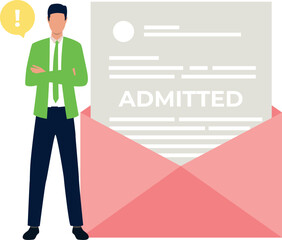 The boy is showing the admitted document.