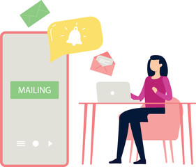 The girl is explaining about mailing notification.