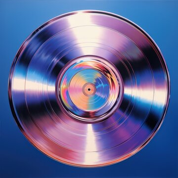 Vinyl record with a blank label purple vinyl record gramophone.