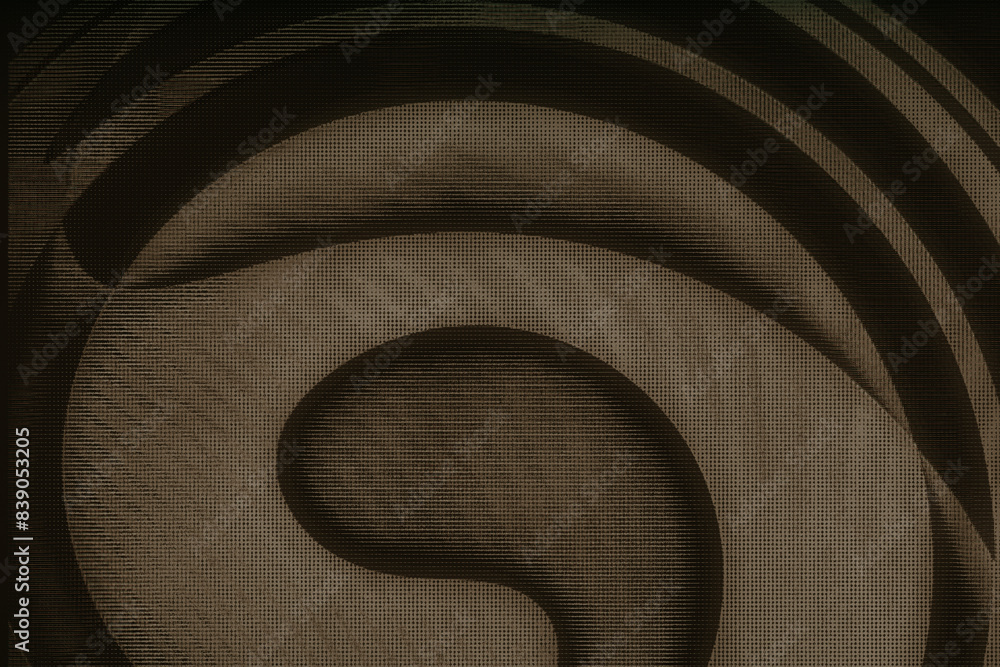 Poster A curl shape abstract design with halftone effect in sepia