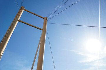 Cable-stayed bridge and sun glare