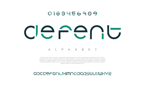 Defent creative geometric modern urban alphabet font. Digital abstract futuristic, fashion, sport, minimal technology typography. Simple numeric vector illustration