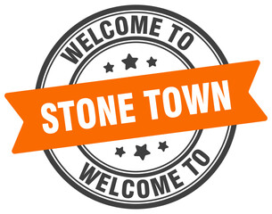Welcome to Stone Town stamp. Stone Town round sign