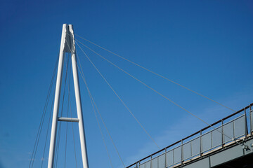 Cable-stayed bridge and cloudless sky