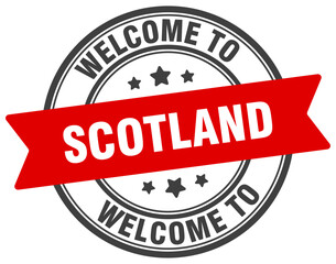 Welcome to Scotland stamp. Scotland round sign
