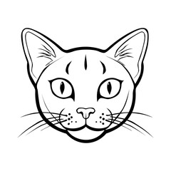 outline illustration of a cat's face from the front isolated on white background. cat face illustration vector. pet face illustration vector isolated on white background.