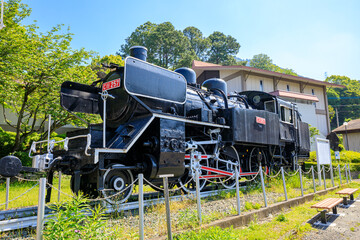 皿山公園の蒸気機関車　福岡県須恵町　Steam locomotive at Sarayama Park. Fukuoka Pref, Sue town.	