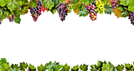 Grape frame. Isolated design element on the transparent background.