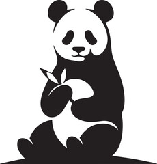 Chinese panda  silhouette  black and white 