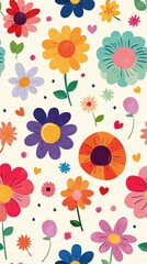 Colorful flower wallpaper pattern.