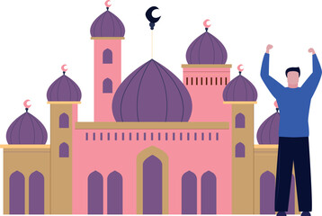 The boy is standing.