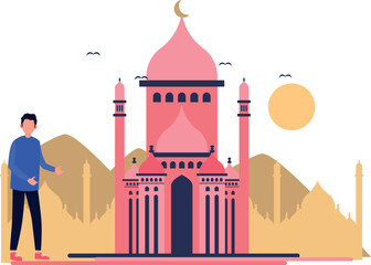 The boy is talking about the building of the mosque.