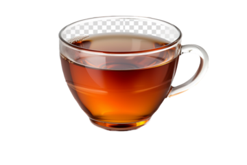 Glass cup of tea isolated on transparent background