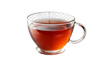 Glass cup of tea isolated on transparent background