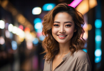 Obraz premium Portrait of a smiling asian woman