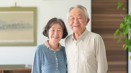 笑顔のアジア老夫婦