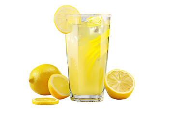 Glass of lemonade isolated on transparent background