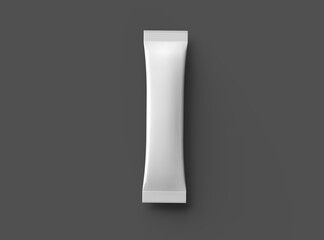 3d rendering of a glossy sachet packaging stick for your product on a dark background