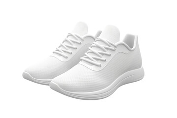 Dancing in White: A Duo of Sneakers on a White or Clear Surface PNG Transparent Background..
