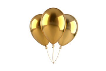 gold balloons isolated on transparent background