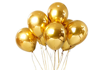 gold balloons isolated on transparent background