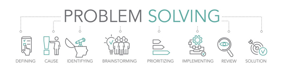 problem solving and solution - thin line two-tone icon concept vector illustration