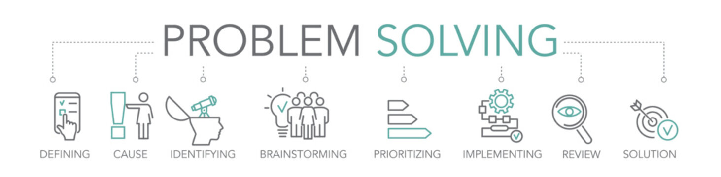 problem solving and solution - thin line two-tone icon concept vector illustration