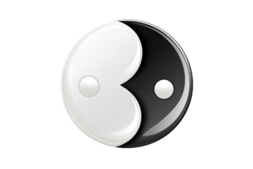 Harmony in Duality: A Black and White Yin-Yang on White Canvas on a White or Clear Surface PNG Transparent Background..