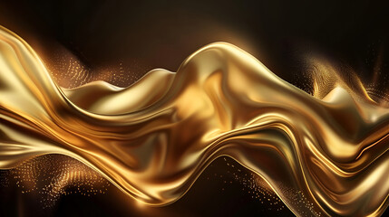 Luxury elegant splash liquid gold,Black background with splash of liquid 3d rendering,The close up of a glossy metal surface in gold color with a soft focus
