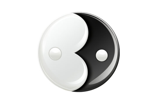 Harmony in Duality: A Black and White Yin-Yang on White Canvas on a White or Clear Surface PNG Transparent Background..