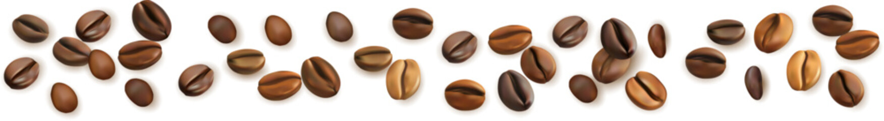 Coffee beans decoration element. Divider from  realistic coffee beans.