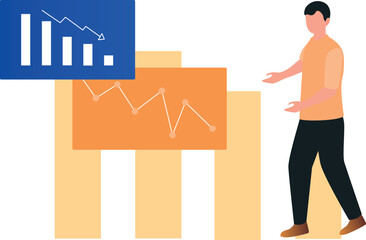 The boy is showing the marketing crisis.