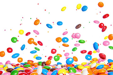 falling candies isolated on white or transparent png