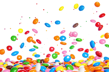 falling candies isolated on white or transparent png