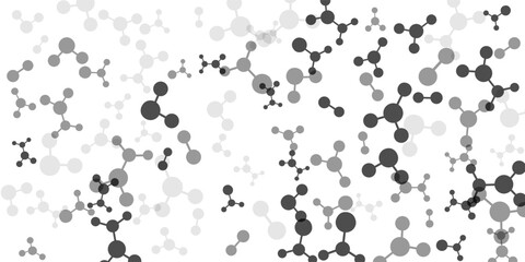 Textured background with molecules, data or other tech structure elements. Pharmacy, biotechnology or chemistry design concept. Vector decoration element in gray colors