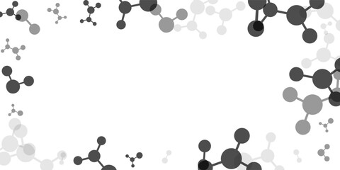 Frame with molecules, data or other tech structure elements. Pharmacy, biotechnology or chemistry design concept. Vector decoration element in gray colors