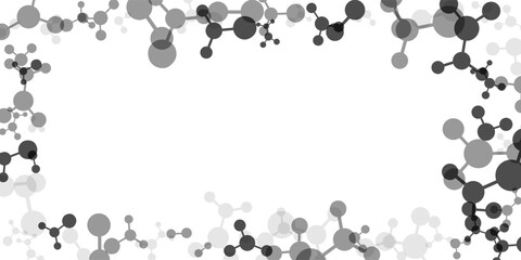 Frame with molecules, data or other tech structure elements. Pharmacy, biotechnology or chemistry design concept. Vector decoration element in gray colors