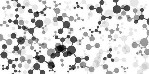 Textured background with molecules, data or other tech structure elements. Pharmacy, biotechnology or chemistry design concept. Vector decoration element in gray colors
