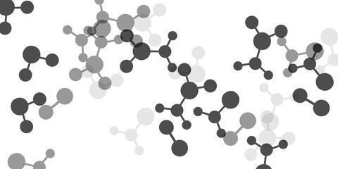 Textured background with molecules, data or other tech structure elements. Pharmacy, biotechnology or chemistry design concept. Vector decoration element in gray colors