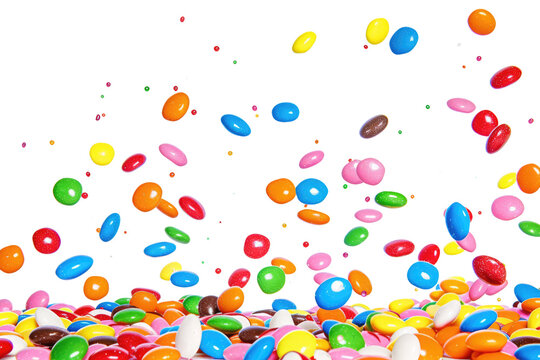 falling candies isolated on white or transparent png