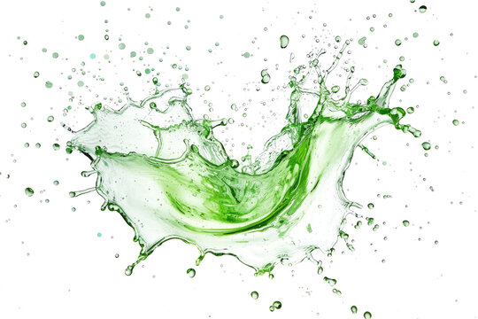 green water splash isolated on white or transparent png